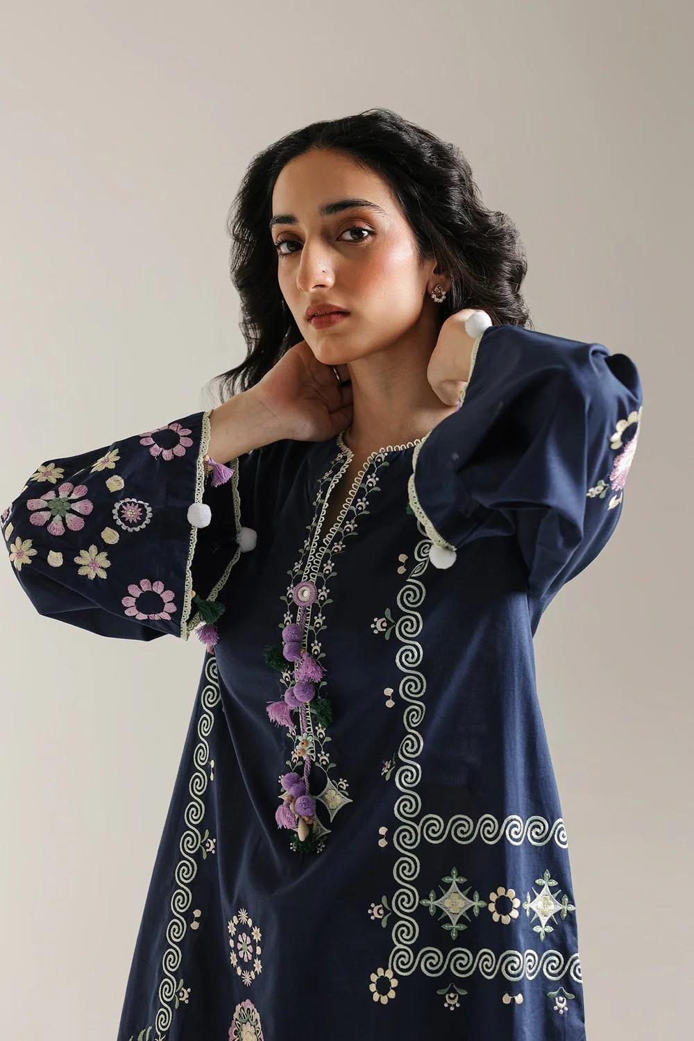 Ethnc 2 piece - Designer Brand Pure Embroidered Lawn Suit - Blue