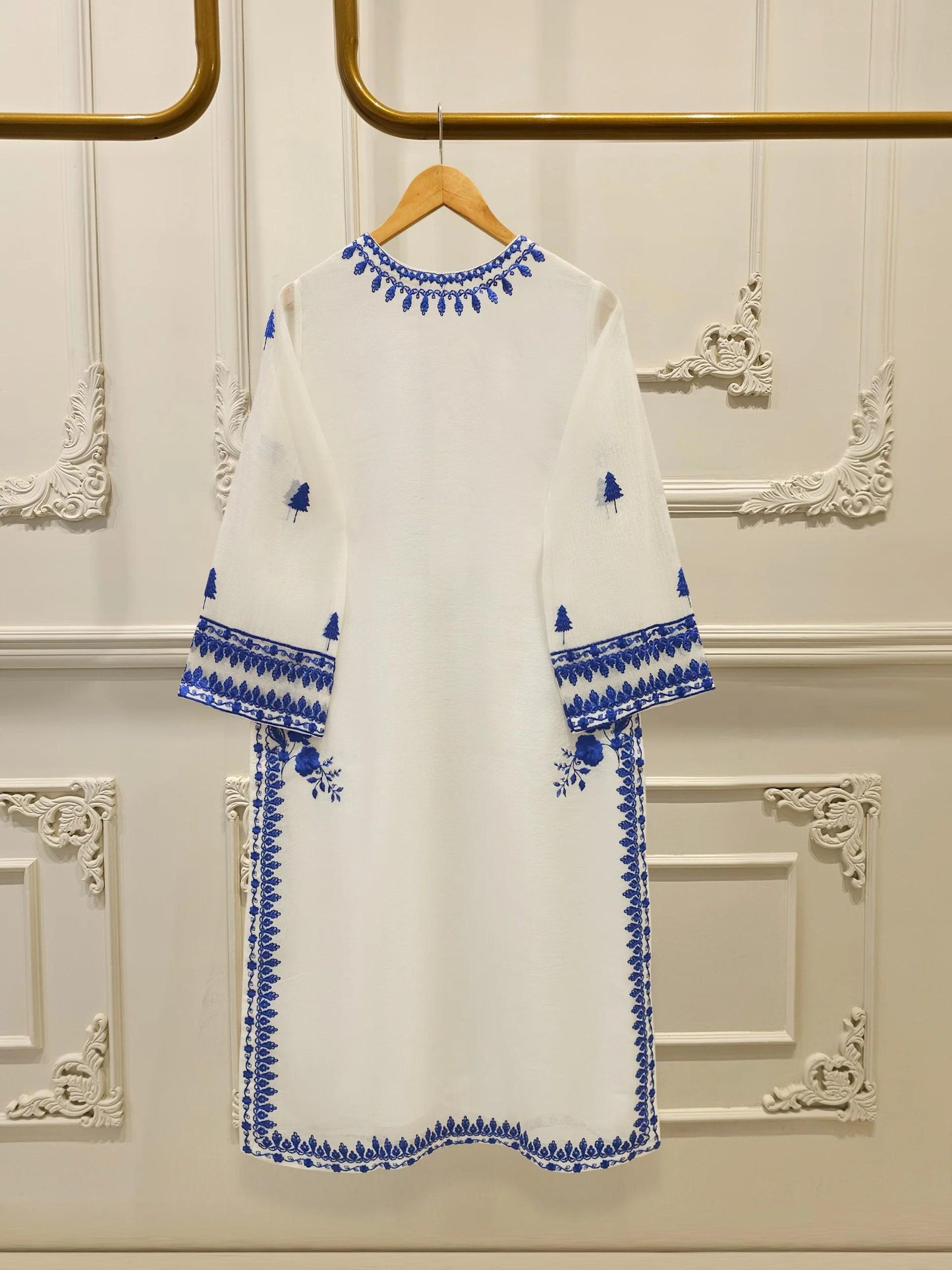 Agha Noor 3 Piece Pure Cotton Net Embroidered Suit