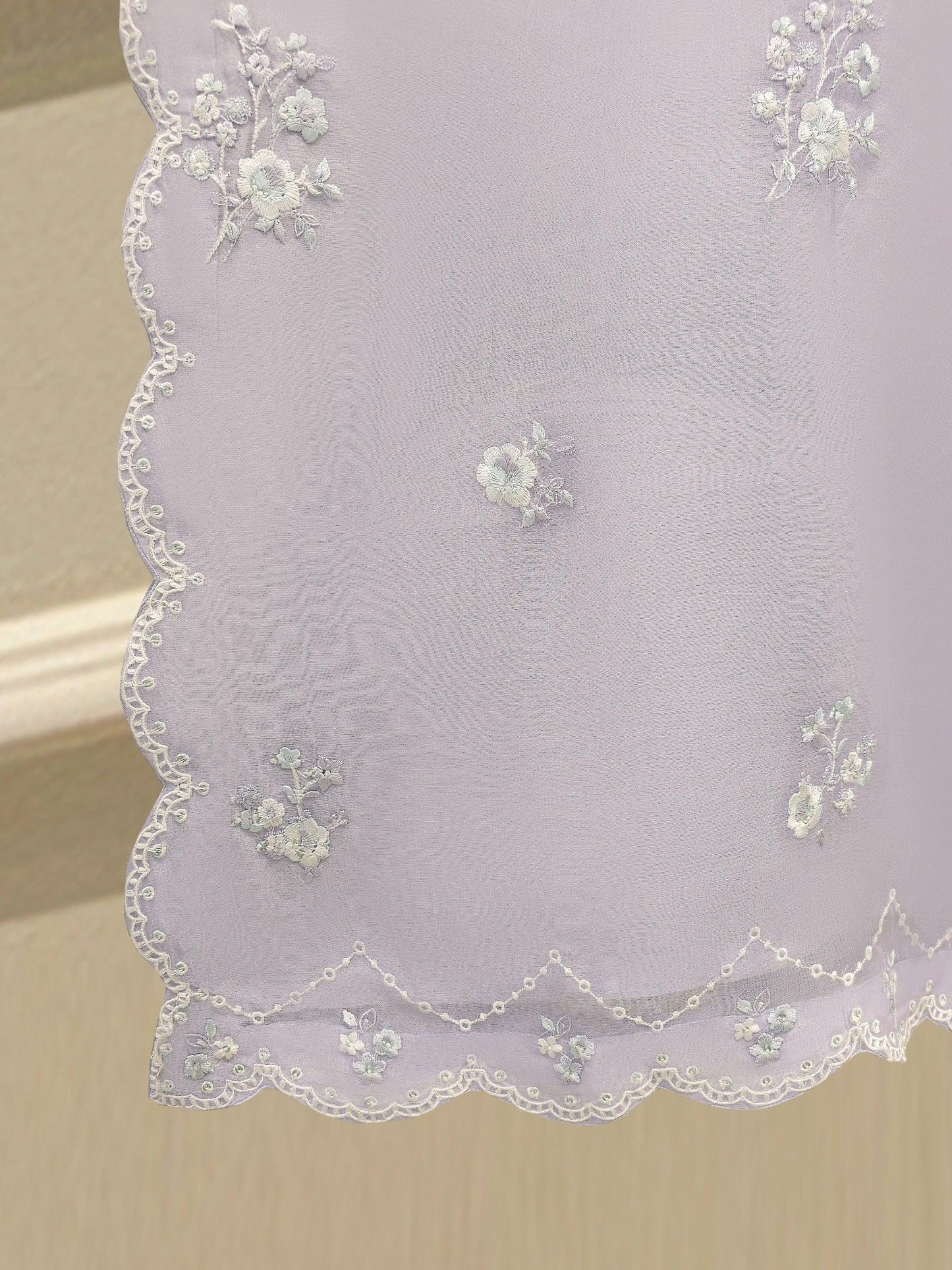 Agha Noor 3 piece - (Size- Medium, Large) Pure Organza Embroidered Suit - Lilac