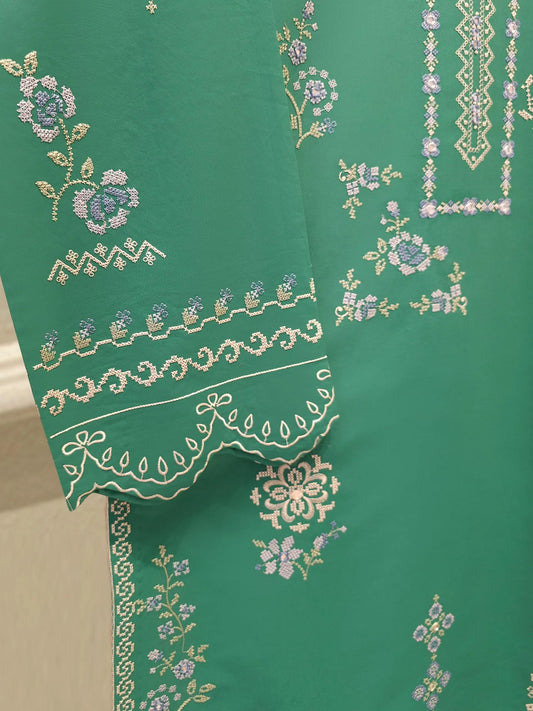 Embroidered Lawn Suit (XL) - Green - 2 Piece Agha Noor