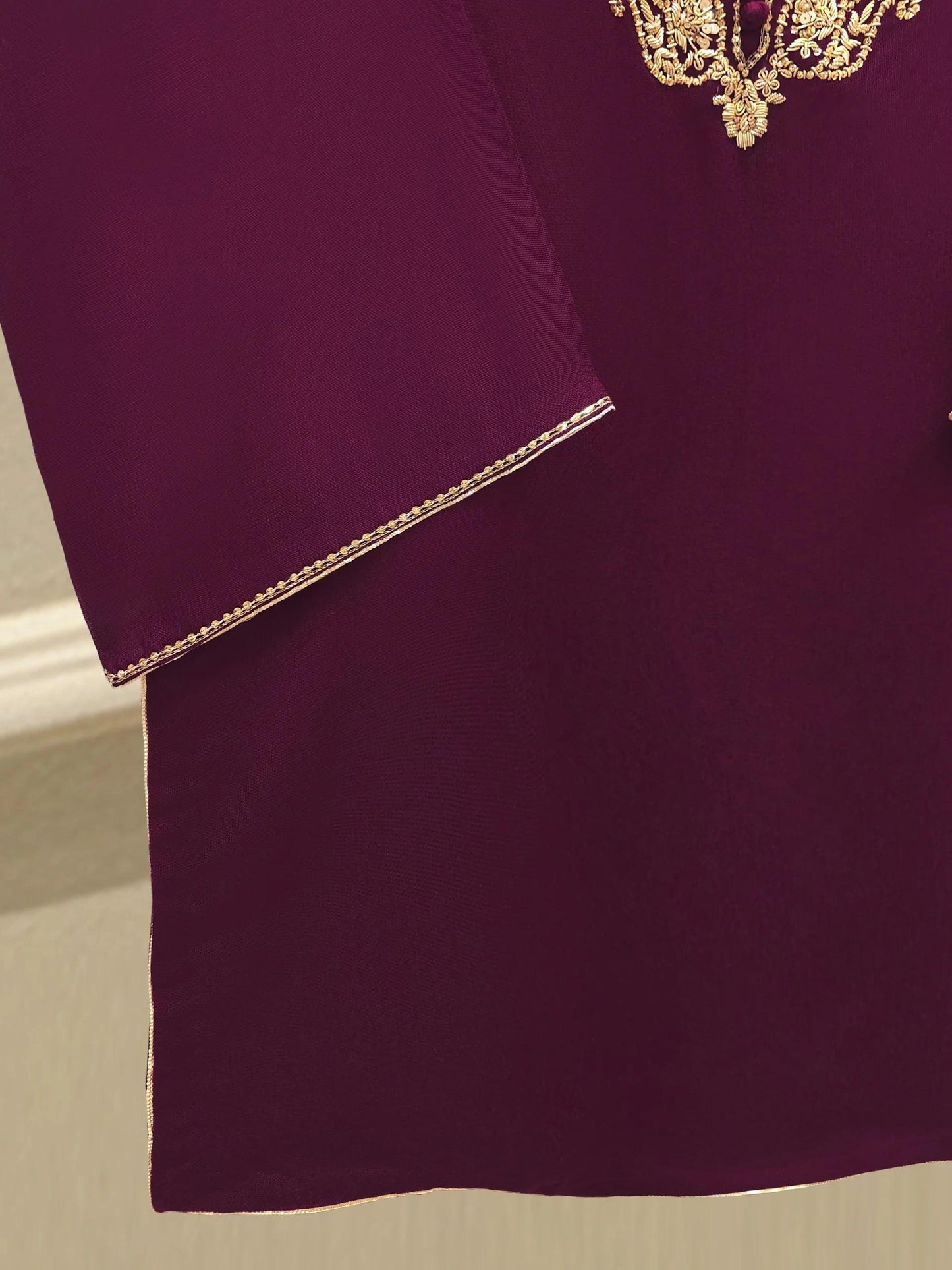 Agha Noor Embroidered Cotton Net Suit: Purple Magenta, Korean Silk Pants, Organza Dupatta 3 piece