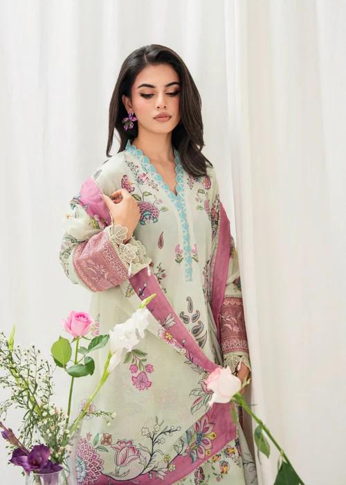 Designer Printed Cotton Suit - Soft Voile Chiffon Dupatta