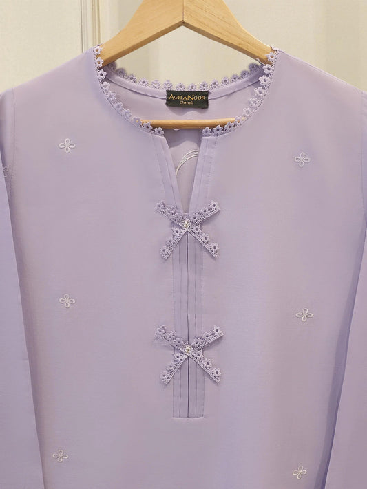 Embroidered Lawn Suit - Aghanoor 2 piece - Lilac