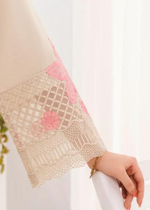 3 piece Embroidered Lawn Suit - Ivory