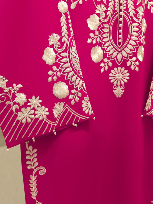 Embroidered Lawn Suit - Agha Noor 2 piece - Hot Pink - Size - Large - Chest size 44"