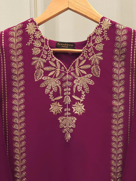 Aghanoor 2 piece - Pure Embroidered Cotton Suit