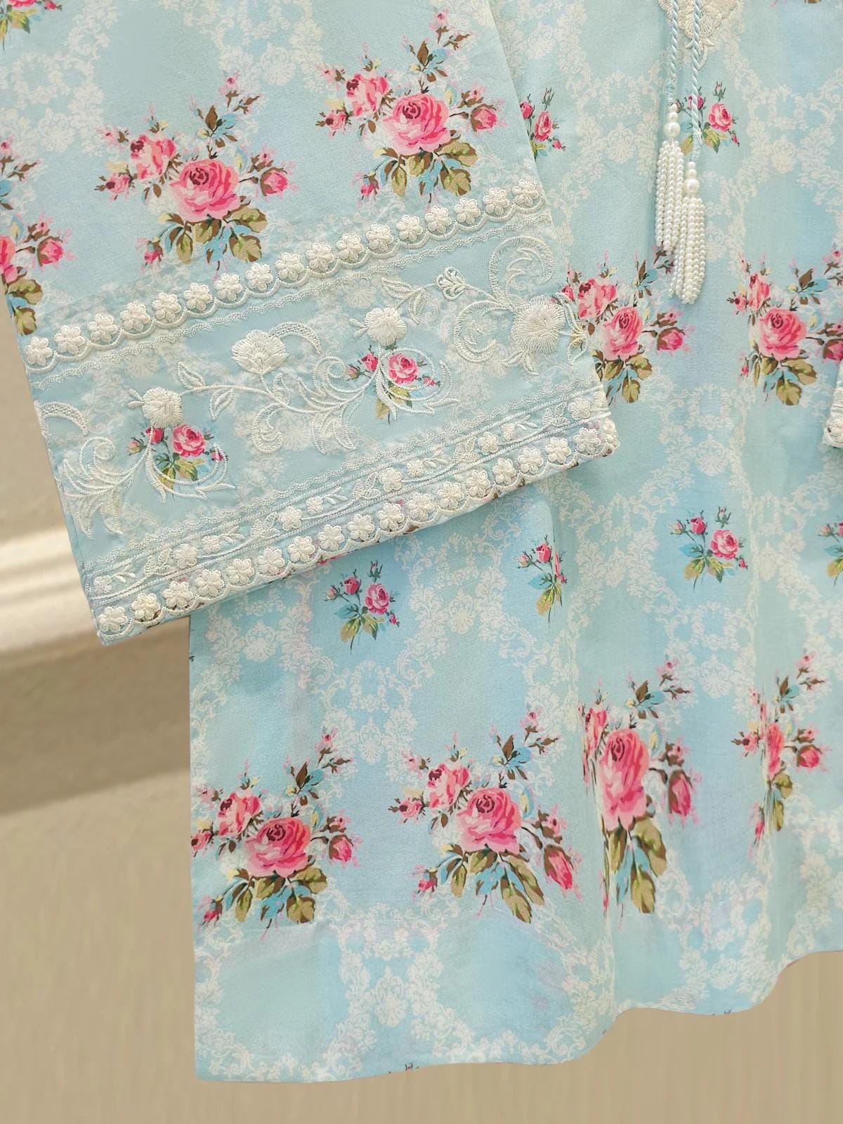 Agha Noor 2 Piece Printed Embroidered Lawn Suit