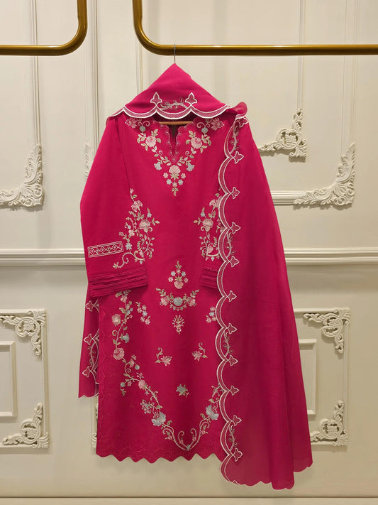 Embroidered Lawn Suit: 3 Piece Agha Noor Ready to Wear