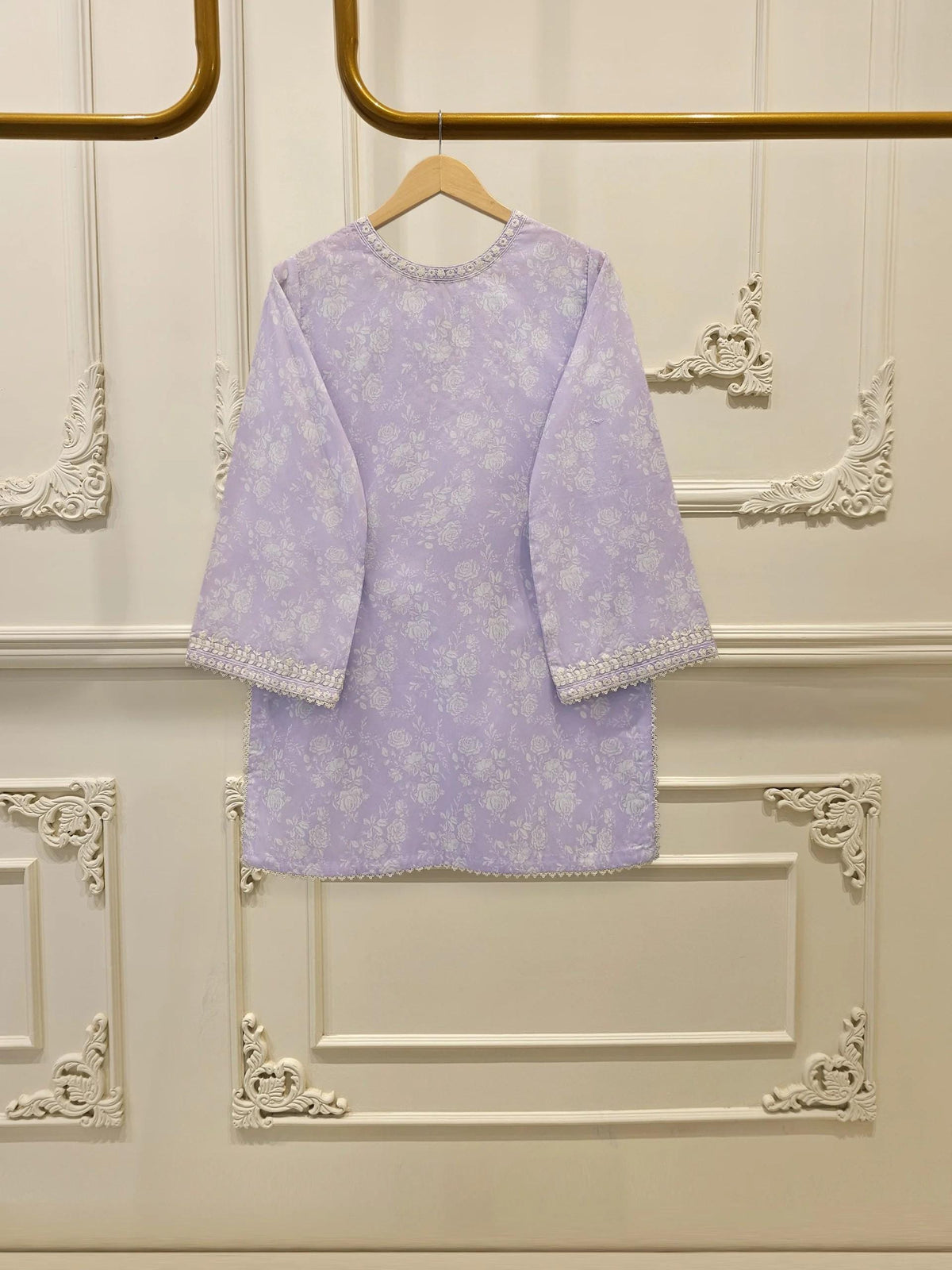 Agha Noor 2 piece - Printed Embroidered Lawn Suit - Lilac