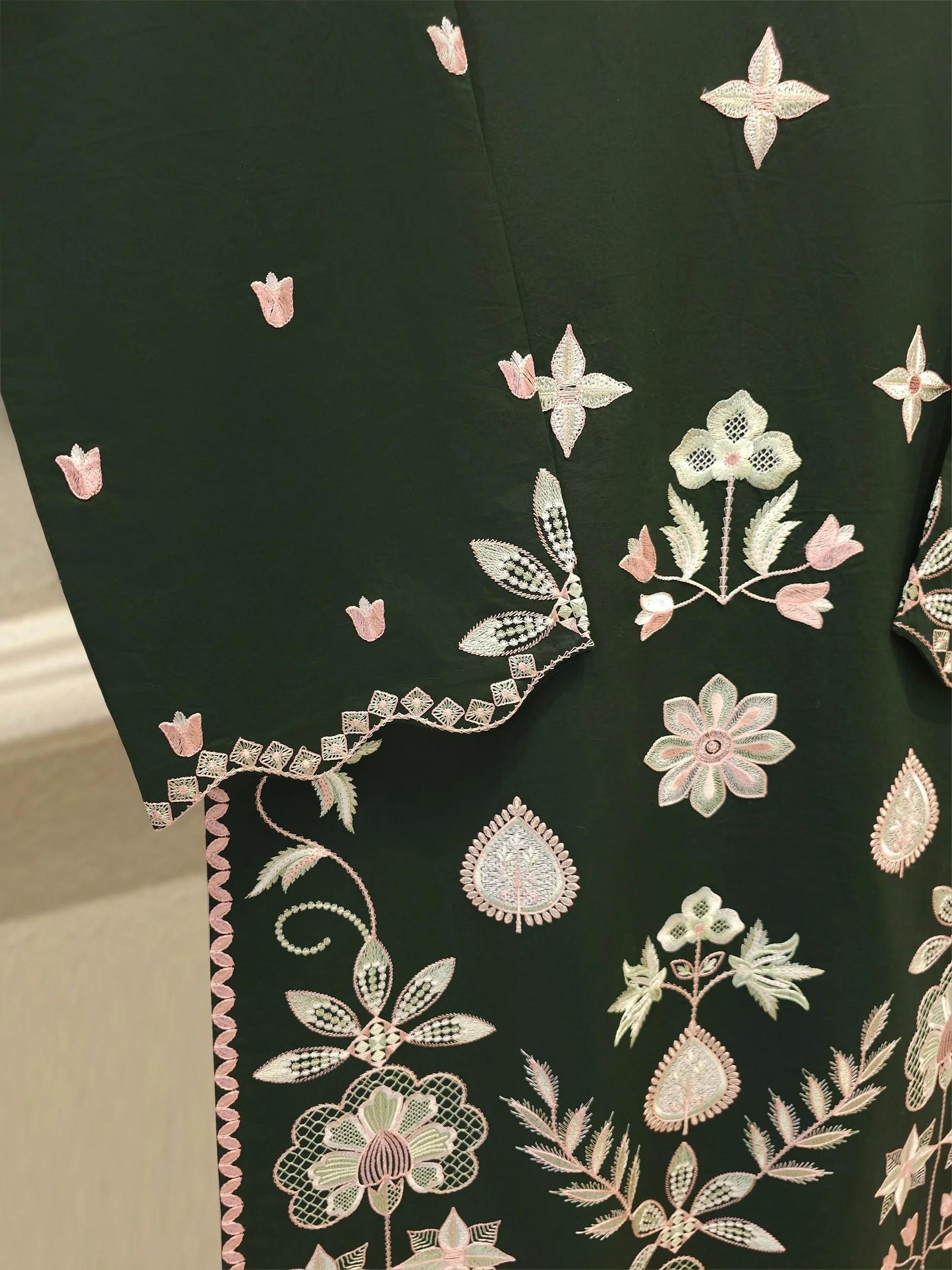 Agha Noor 2 piece - Dark Green Embroidered Palazzo Lawn Suit