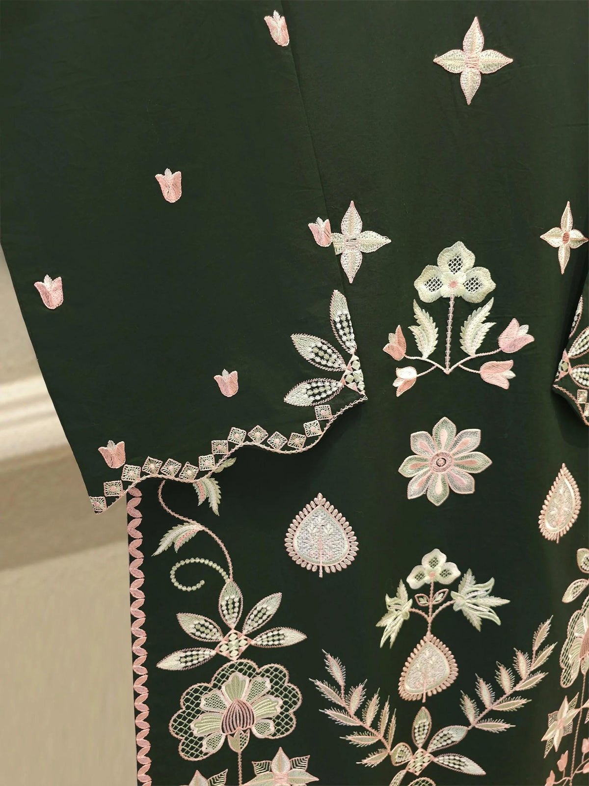 Agha Noor 2 piece - Dark Green Embroidered Palazzo Lawn Suit