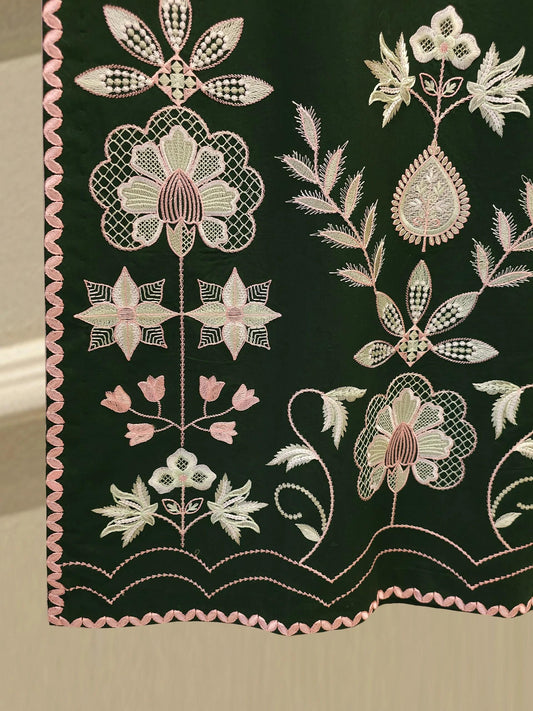 Agha Noor 2 piece - Dark Green Embroidered Palazzo Lawn Suit