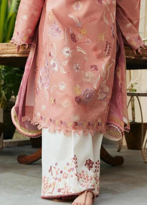 3 Piece Embroidered Linen Palazzo Suit