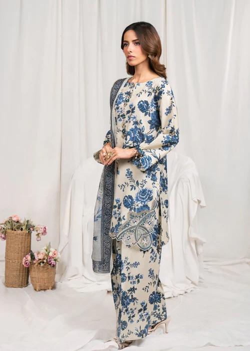 Embroidered Khaddar Shalwar Suit – Ivory - Farshi Shalwar