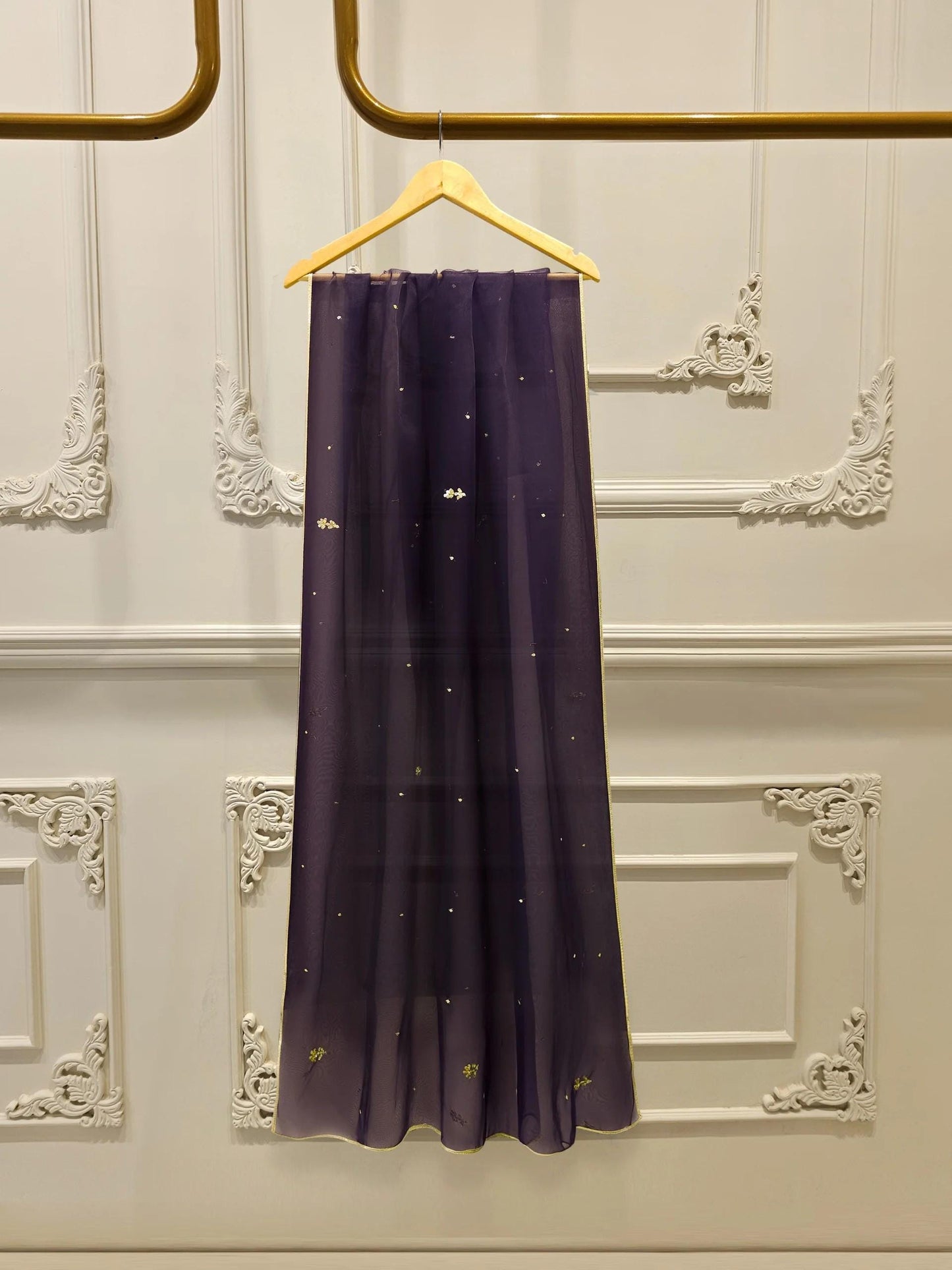 Agha Noor 3 piece - Embroidered Velvet Suit - Dark Purple