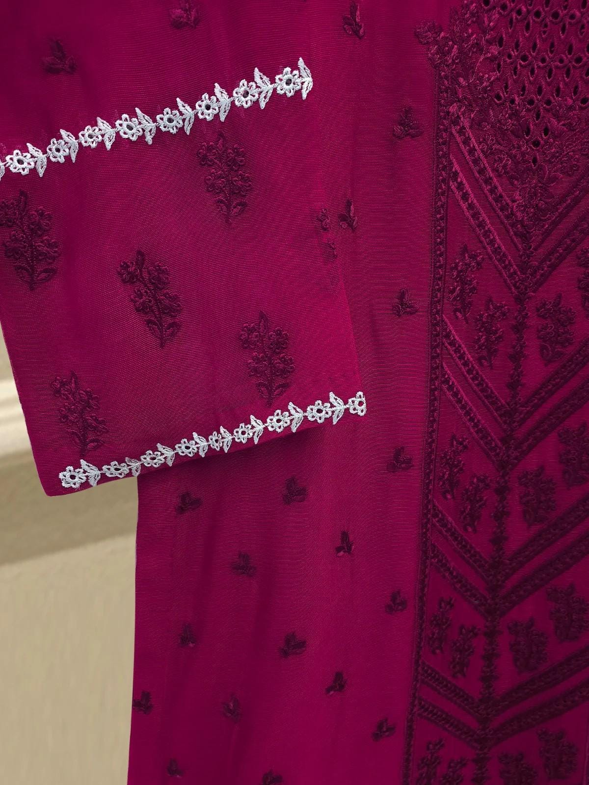 Agha Noor Embroidered Suit - 3 Piece - Maroon