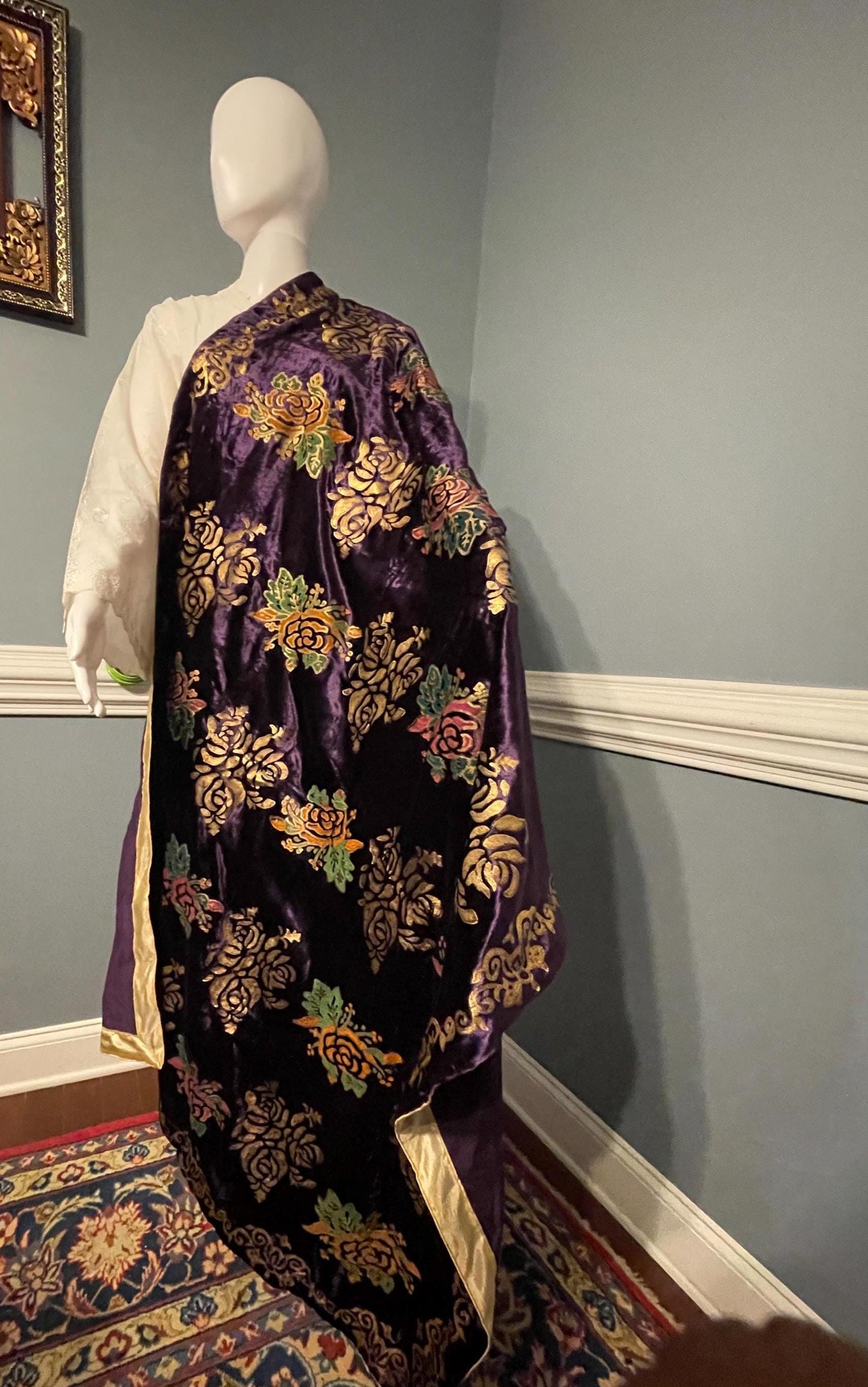 Handmade Block Print Micro Velvet Lightweight Shawl - Purple