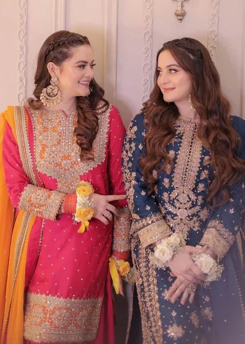 3 Piece Golden Embroidered Farshi Shalwar Chiffon and Raw Silk Suit