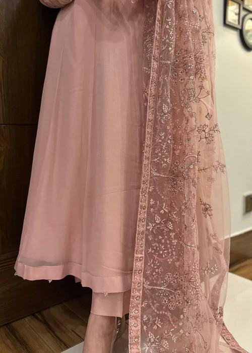 3 Piece Chiffon Maxi Dress - Pastel Pink