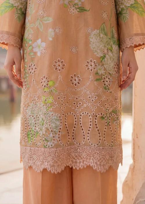 Embroidered Lawn Kurta Palazzo Suit - 3 piece - Pakistani Designer