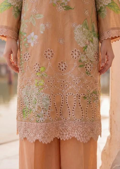 Embroidered Lawn Kurta Palazzo Suit - 3 piece - Pakistani Designer