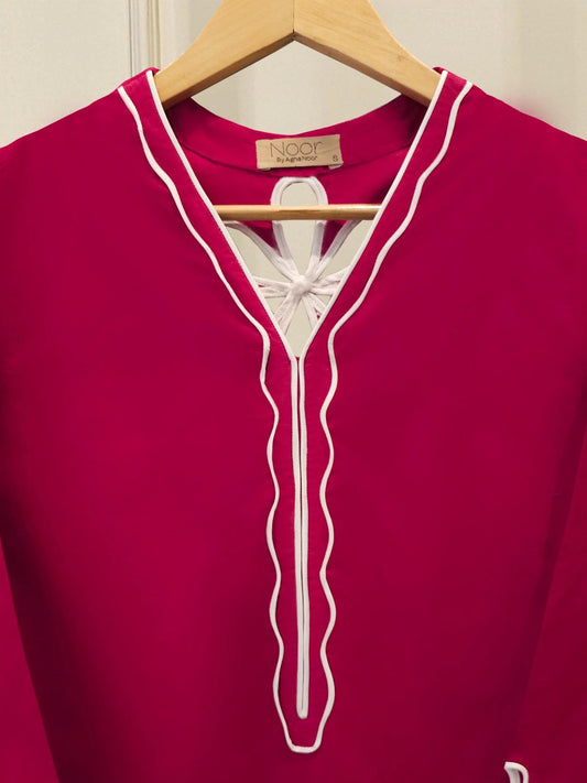 Agha Noor 2 piece - Pure Embroidered Cotton Suit - Red