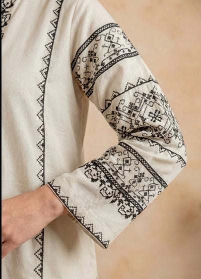 2 Piece Cross- Stitch Embroidered Lawn Suit - Ivory