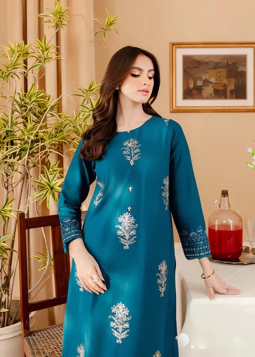 2 Piece Linen Kurta Set - Teal