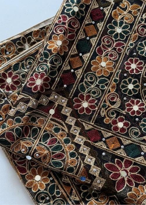 Heavily Embroidered Organza Tissue Silk Dupatta - Mirror Mosaic Dupatta