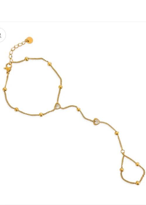 Trendy Back of Hand Heart Chain Finger Bracelet - Adjustable