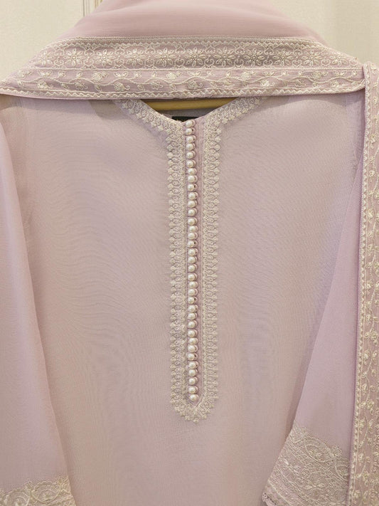 Agha Noor 3-Piece Embroidered Cotton Net Suit - Lilac