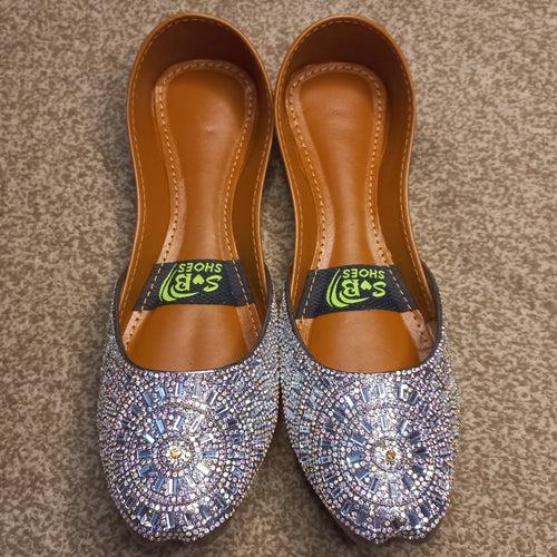 Khussa in Silver (Mirror Work) - US Size 8.5 - 9