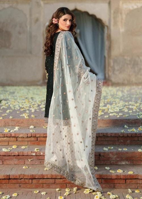 Embroidered Chiffon and Charmeuse Silk Gharara Suit