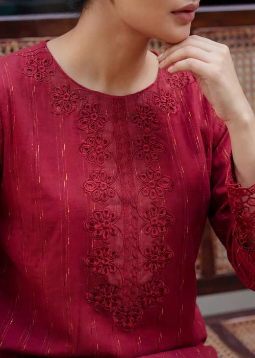 2 Piece Embroidered Lawn Summer Kurta Set - Palazzo Pants
