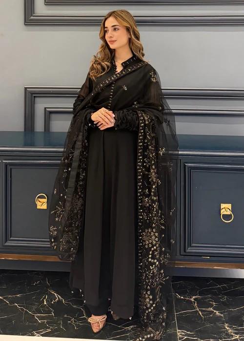 3 Piece Chiffon Maxi Dress - Black