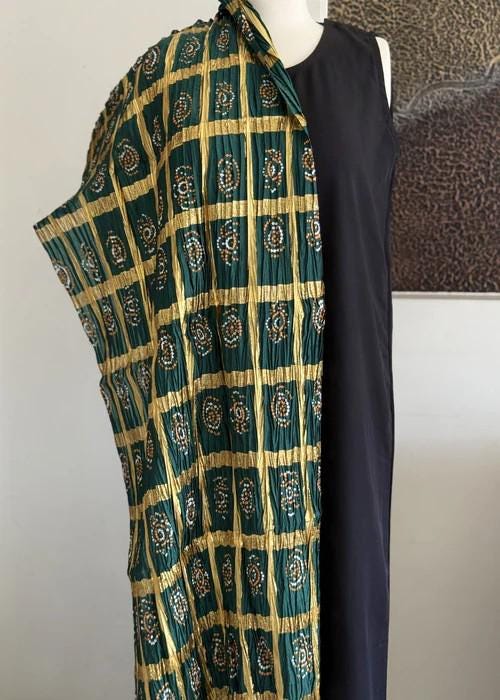 Crinkle Gota Bandini Dupatta - Green