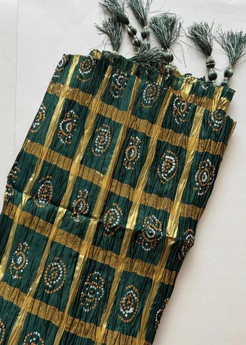 Crinkle Gota Bandini Dupatta - Green