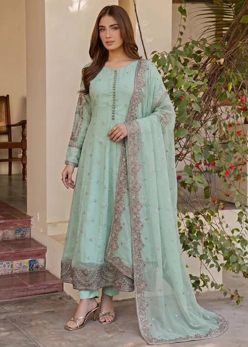 3 Piece Chiffon Maxi Dress - Moss Green