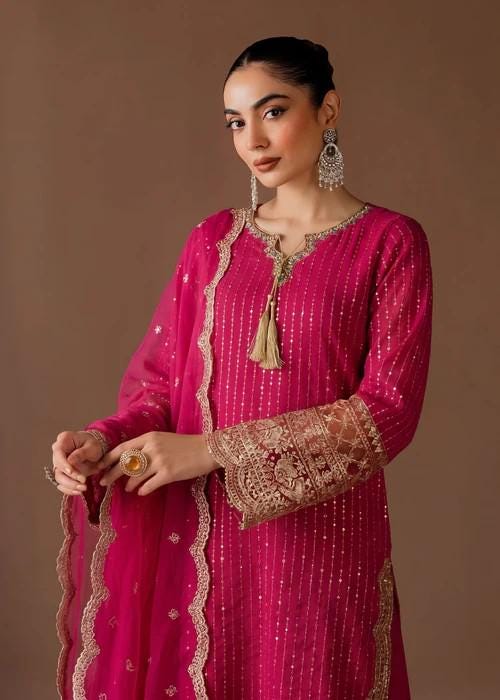 3 Piece Embroidered Chiffon Palazzo Designer Suit