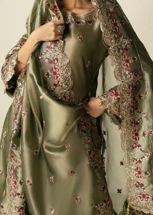 3 Piece Viscose Silk Embroidered Palazzo Suit