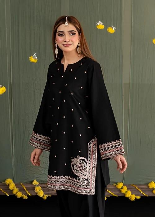 Embroidered Short Kurta Lawn Farshi Shalwar Suit - 2 Piece