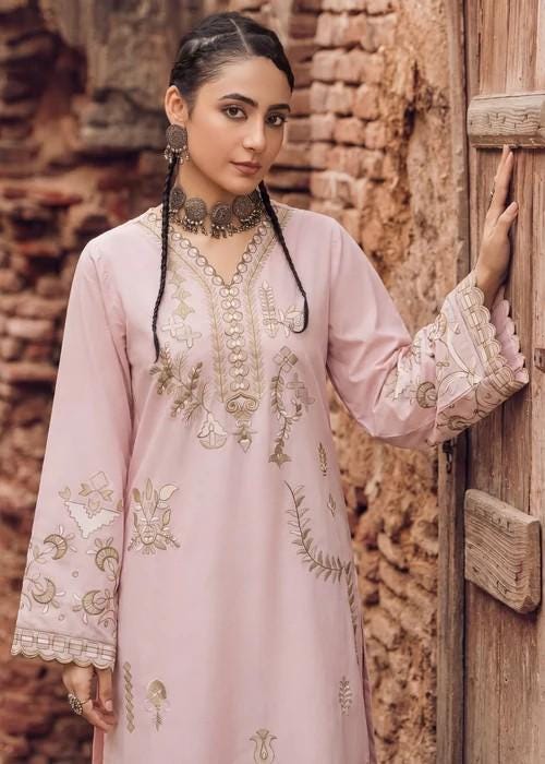 3 Piece Embroidered Lawn Suit - Pink