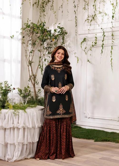 3 Piece Embroidered Gharara Suit