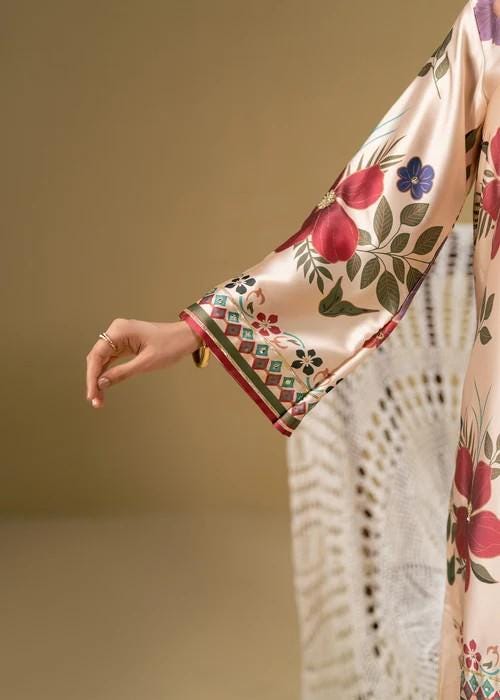 Printed Charmeuse Silk Palazzo 3 Piece Suit