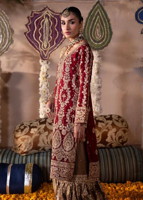 Embroidered Chiffon Gharara Suit