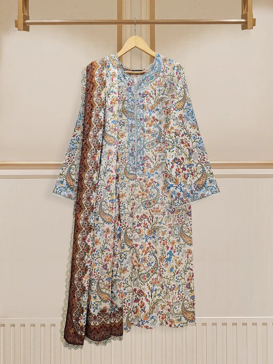 Aghanoor 3 piece - Pure Printed Cambric  Suit - (Size-L) India Pakistan Bangladesh Shalwar Kameez