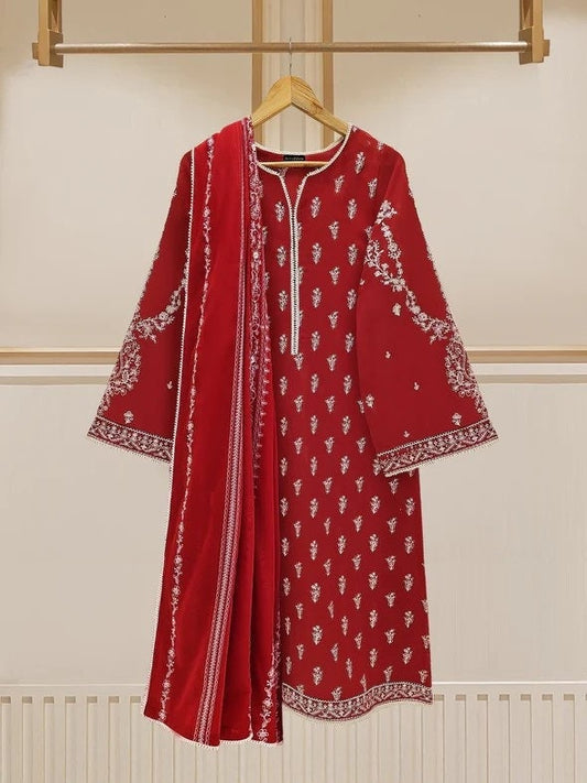 Agha Noor 2 piece - Embroidered Swiss Voile Suit - Maroon