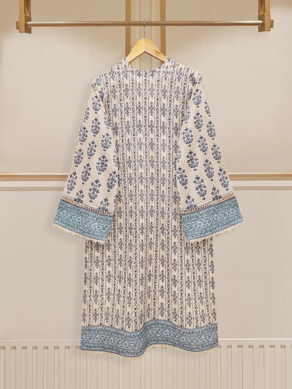 Aghanoor - 2 Pieces Printed Embroidered Cambric Suit - (Size-L) Blue - India Pakistan Bangladesh