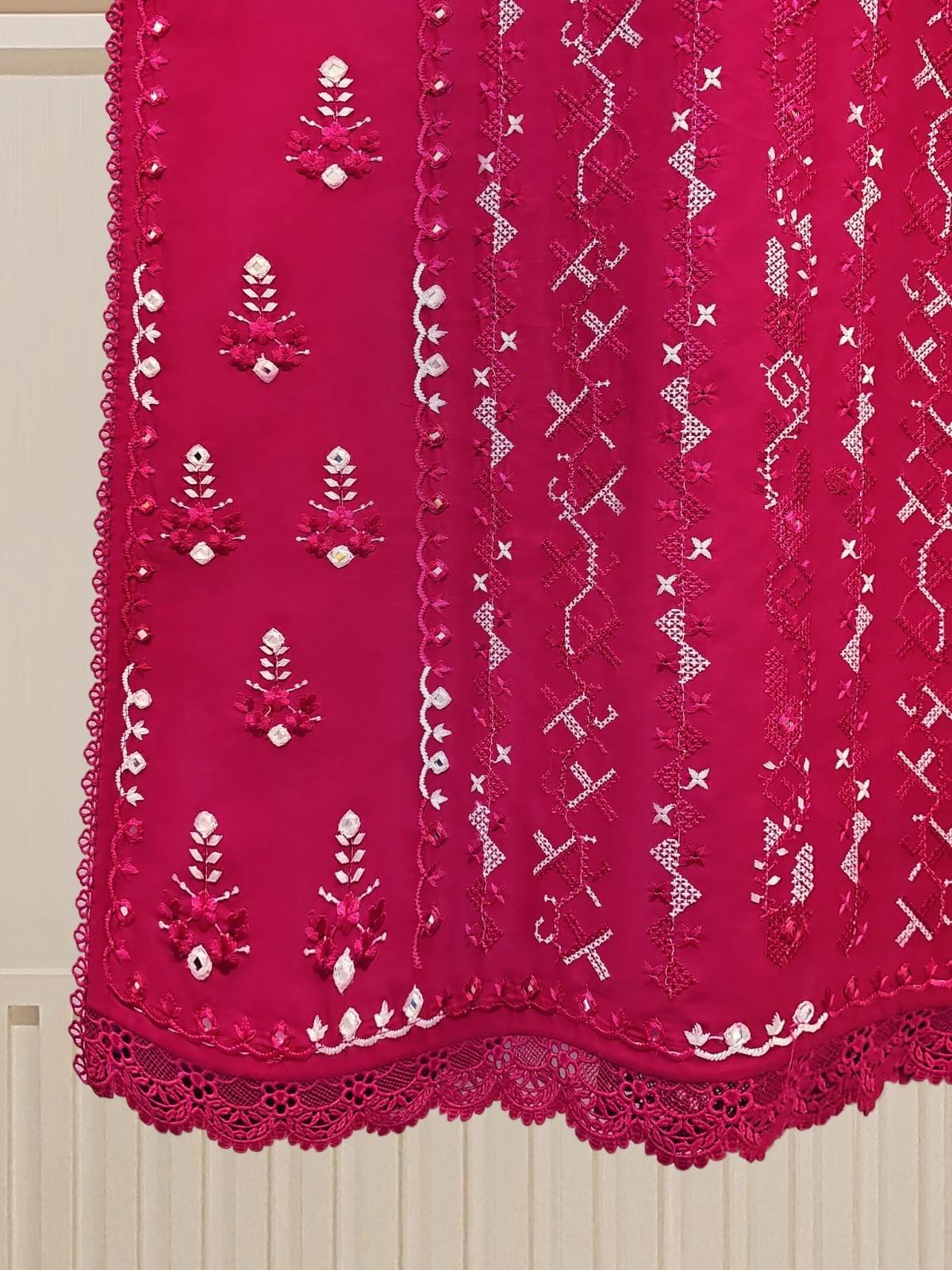 Aghanoor 2 piece - Cambric Embroidered Suit - (Size- L) India Pakistan Bangladesh Shalwar Kameez Dupatta
