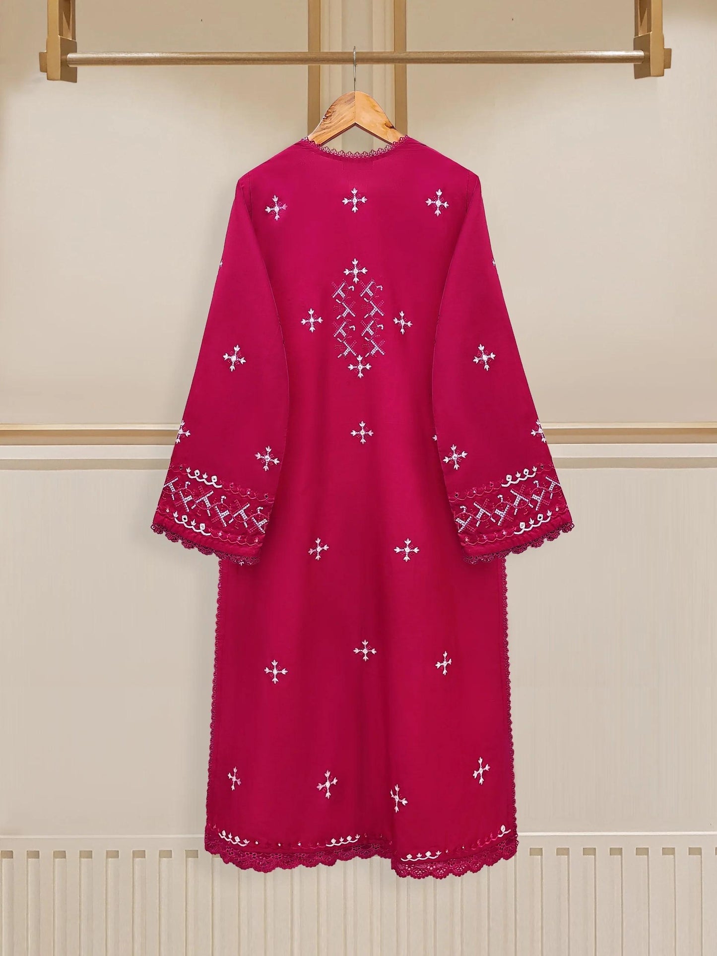 Aghanoor 2 piece - Cambric Embroidered Suit - (Size- L) India Pakistan Bangladesh Shalwar Kameez Dupatta